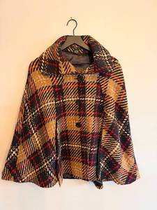 lot 312 image: Cejon Plaid Wool-Blend Coat - SM, 90% Polyester 10% Wool, Made in China