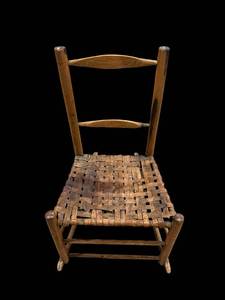 lot 339 image: Vintage Wooden Rocking Chair with Woven Rush Seat