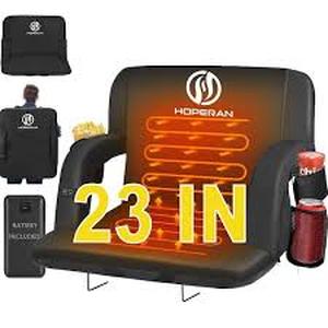 lot 50 image: SEEUTEK Black 23 in.W Heated Stadium Seats for Bleachers with 20000mAh Power Bank Included Stadium Seating