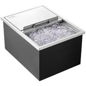 lot 60 image: VEVOR Drop in Ice Chest 24 in. L x 18 in. W x 13 in. H Stainless Steel Ice Cooler Commercial Ice Bin with Cover 40.9 qt.