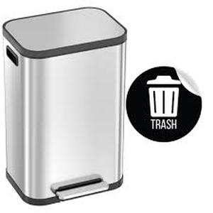 lot 75 image: iTouchless 13.2 Gal. Stainless Steel Metal Household Trash Can with Trash Sticker, SoftStep Prox, and Odor Filter
