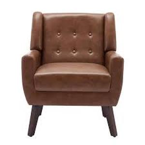 lot 93 image: Coffee PU Leather Upholstery Arm Chair