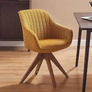 lot 97 image: Arthur Orange Fabric Swivel Accent Arm Chair with Wood Legs