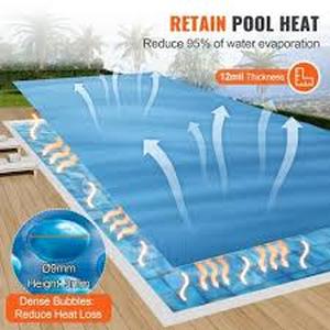 lot 100 image: Solar Pool Cover 32 x 16 ft Rectangle Solar Blanket for Pools Above Ground Swimming Pool Solar Cover