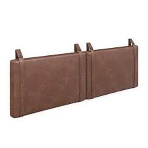 lot 108 image: Harlow 72 in. King Wall Mount Faux Leather Upholstered Headboard Adjustable Brown PU Straps and Black Metal Rail