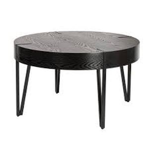 lot 85 image: Storied Home 31.7 in. Elegant Black Round Wood Coffee Table with Metal Hairpin Legs