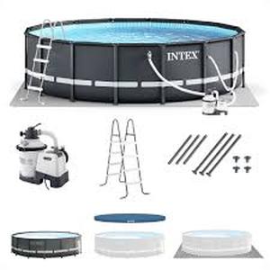lot 2 image: INTEX Ultra XTR 14ft x 42in Above Ground Swimming Pool Set w Filter Pump - LadderPumpFilterCover