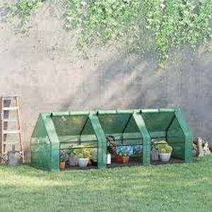 lot 111 image: Outsunny 3 ft. W x 9 ft. L x 3 ft. H Portable Mini Greenhouse with 3 Large Zippered Doors Weather Protection & Durable Material
