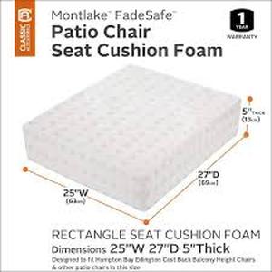 lot 28 image: 25 in. W x 27 in. D x 5 in. Thick Outdoor Lounge Chair Foam Cushion Insert