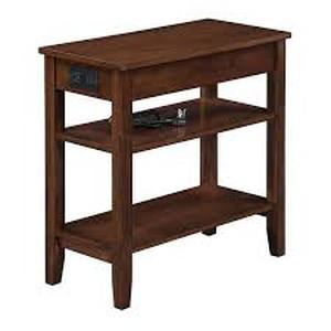 lot 25 image: American Heritage 11.25 in, Mahogany Rectangle Wood End Table with Charging Station