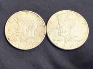 lot 14 image: 2 1964 Kennedy Half Dollars