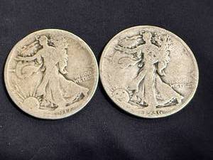 lot 20 image: Walking Liberty Half Dollars 1917 & 1936