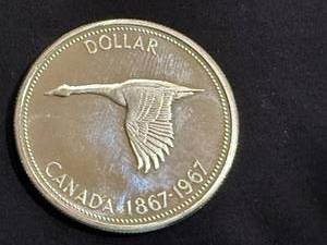 lot 21 image: 1967 Canadian Centennial Silver Dollar - 80% Silver