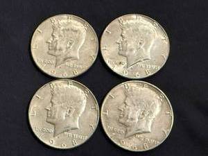4 1968 Kennedy Half Dollars