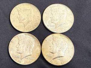 lot 35 image: 4 1966 Kennedy Half Dollars