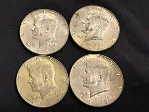 lot 57 image: 4 1967 Kennedy Half Dollars
