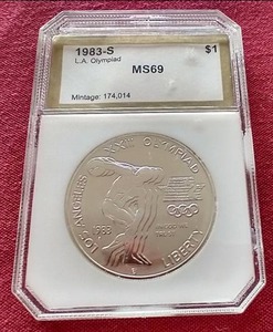 lot 8 image: 1983-S Olympiad 90% Silver Dollar