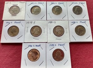 lot 9 image: (10) Washington Quarters - Mostly Proof