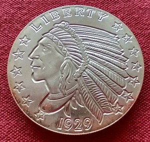 lot 15 image: Indian Gold Style 1 oz Silver Round