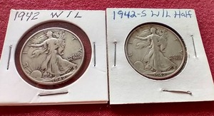 lot 33 image: (2) Walking Liberty Half Dollars
