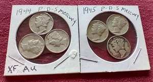 lot 40 image: (6) Mercury Dimes - 1944 & 1945 PDS