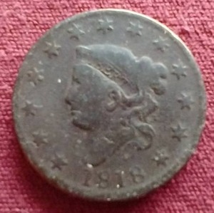 lot 49 image: 1818 Coronet Head Large Cent