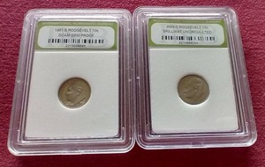 lot 50 image: (2) Slabbed Dimes - (1) Proof & (1) Uncirculated