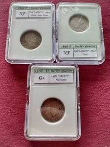 lot 54 image: (3) Barber Quarters - Some Nice Detail