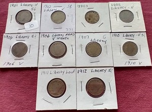 lot 63 image: (10) Liberty V Nickels