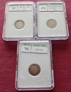 lot 71 image: (3) Barber Dimes