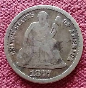 lot 90 image: 1877-CC Liberty Seated Dime