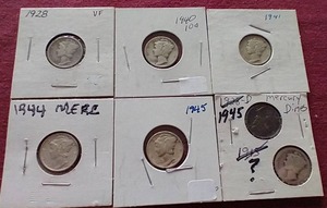 lot 96 image: (7) Mercury Dimes