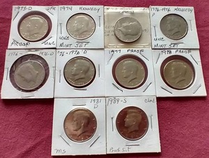 lot 100 image: (10) Kennedy Half Dollars - Includes Proof & Uncirculated