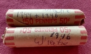 lot 117 image: (2) Wheat Penny Rolls