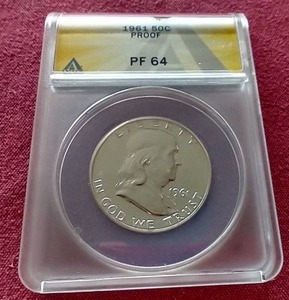 lot 120 image: 1961 Franklin Half Dollar - ANACS PF64