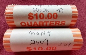 lot 133 image: (2) State Quarter $10 Rolls - N.D. & Montana
