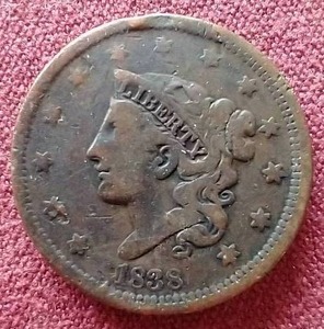 lot 137 image: 1838 Coronet Head Large Cent