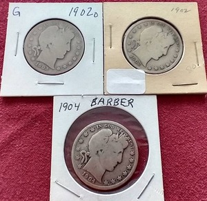 lot 148 image: (3) Barber Half Dollars