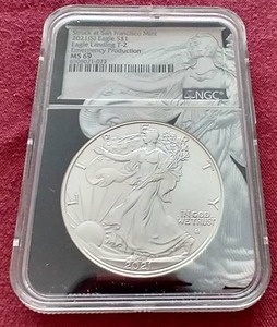 lot 149 image: 2021(S) 1 oz American Silver Eagle - NGC MS69