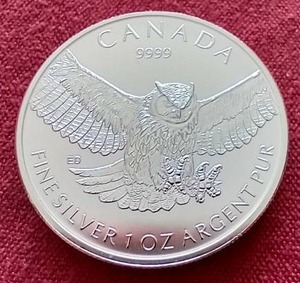 lot 160 image: 2015 Canada Great Horned Owl 1 oz Silver