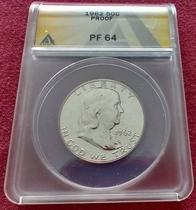 lot 169 image: 1962 Franklin Half Dollar - ANACS PF64