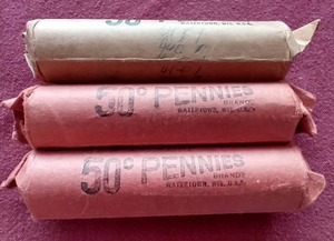lot 179 image: (3) Wheat Penny Rolls - All 1940s