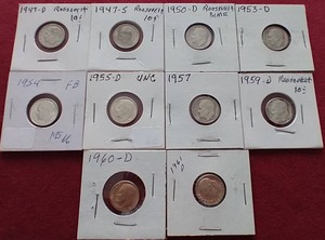 lot 183 image: (10) Silver Roosevelt Dimes