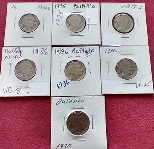 lot 185 image: (7) Buffalo Nickels