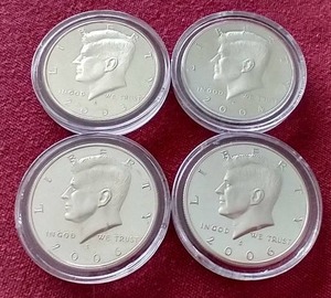 lot 186 image: (4) Silver Proof Kennedy Half Dollars