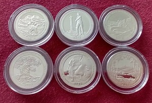 lot 191 image: (6) Silver Proof America the Beautiful Quarters