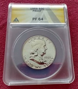 lot 194 image: 1959 Franklin Half Dollar - ANACS PF64