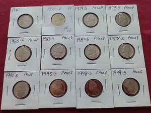 lot 195 image: (12) Nickels - Mostly Proof