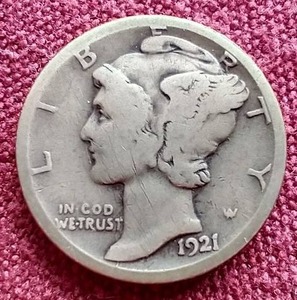 lot 201 image: 1921-D Mercury Dime - Key Date