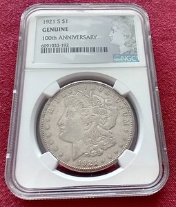 lot 210 image: 1921-S Morgan Dollar - NGC Genuine